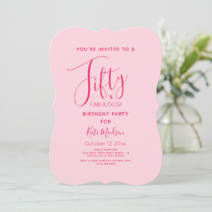 Simple Chic Fifty & FABULOUS! Pink Birthday Party Invitation