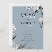 Simple Chic Floral Sketch Minimalist Wedding Invit