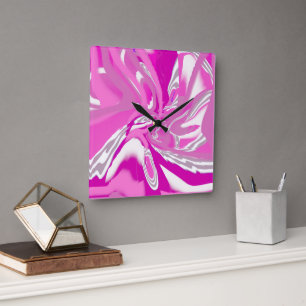 Simple Chic Fuchsia Pink Design                   Square Wall Clock