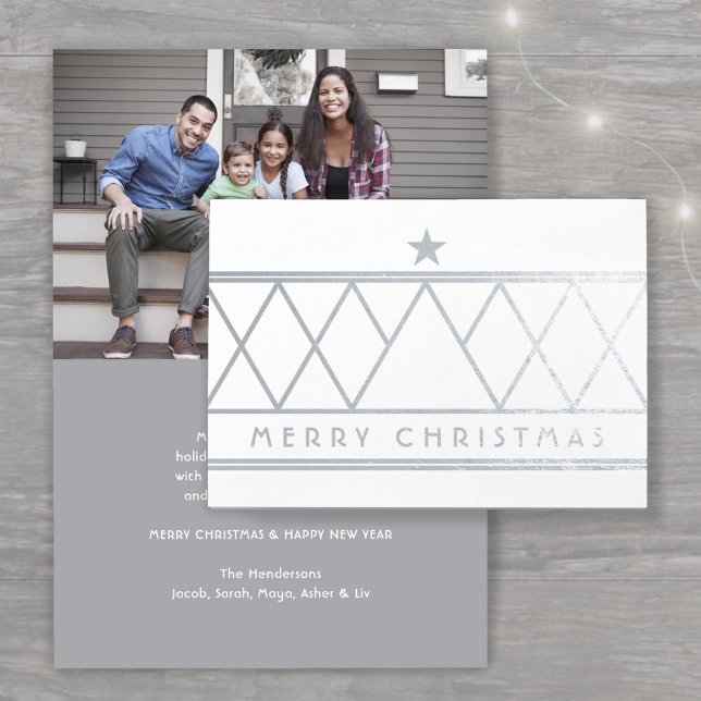 Simple Chic Geometric Merry Christmas Tree Real Foil Card (Creator Uploaded)