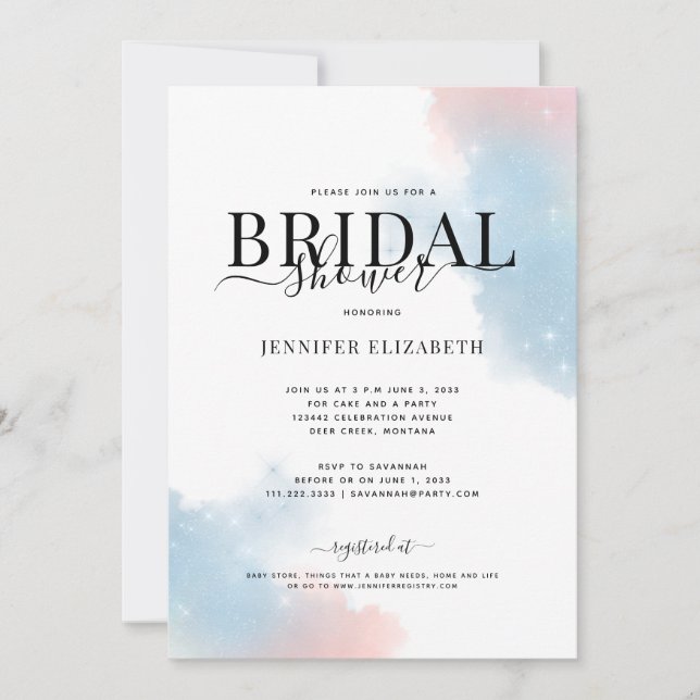 Simple Chic Glitter Bridal Shower Invitation (Front)