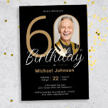 Simple Chic Gold Black Custom Photo 60th Birthday  Invitation<br><div class="desc">Simple Chic Gold Black Custom Photo 60th Birthday Invitation. Celebrate your milestone birthday in sleek, modern style with our "Minimalist Chic" theme design, where the simplicity of Minimalist elegance meets the allure of Custom Photo personalization. This simple and chic design allows your custom photo to take center stage, making your...</div>