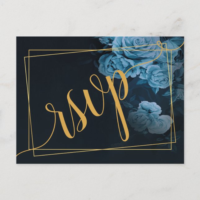 Simple Chic Gold Geometric Frame  RSVP Invitation  Postcard (Front)