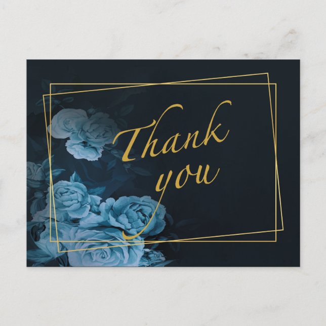 Simple Chic Gold Geometric Frame  Thank you Postca Postcard (Front)