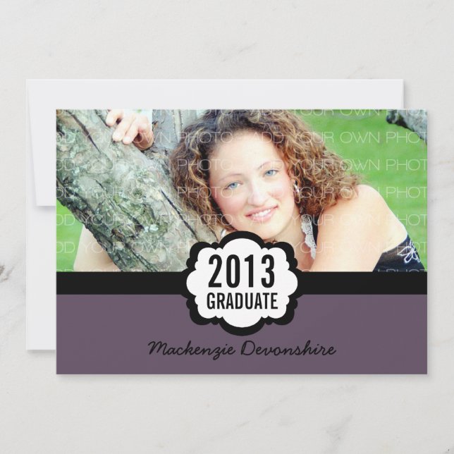 Simple Chic Graduation Invitation, Purple Invitation (Front)