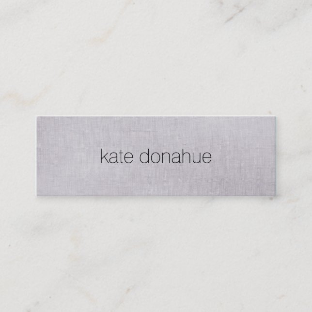 Simple Chic Gray Professional Linen "Look" Texture Mini Business Card (Front)