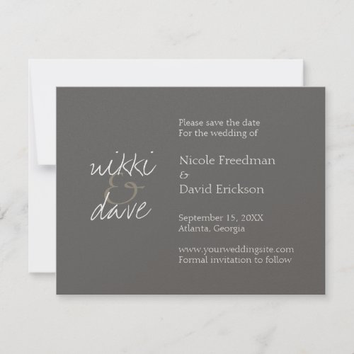 Simple chic gray shimmer wedding announcement