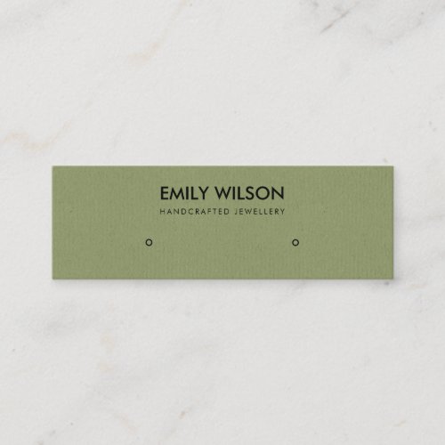 SIMPLE CHIC GREEN KRAFT STUD EARRING DISPLAY LOGO MINI BUSINESS CARD