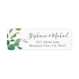 Simple Chic Green Leaves Custom Return Address Label