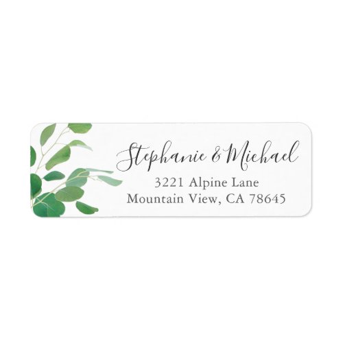 Simple Chic Green Leaves Custom Return Address Label