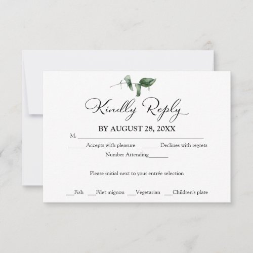 Simple Chic Greenery Eucalyptus Wedding RSVP Card