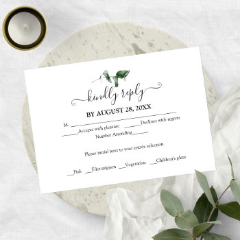 Simple Chic Greenery Eucalyptus Wedding Rsvp Enclosure Card by StampsbyMargherita at Zazzle