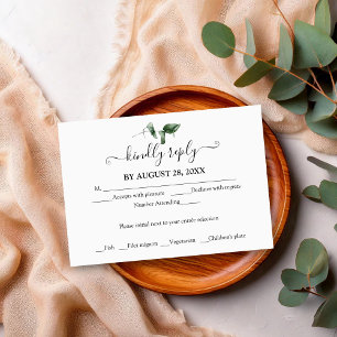 Simple Chic Greenery Eucalyptus Wedding RSVP Enclosure Card