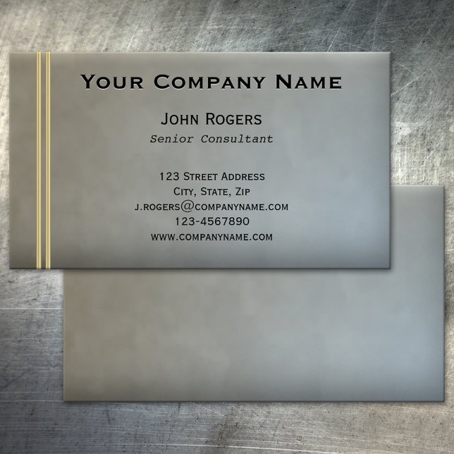 Simple Chic Grey Blue Gold Business Card (Simple chic professional business card in light blue/grey/brown with small gold bars)