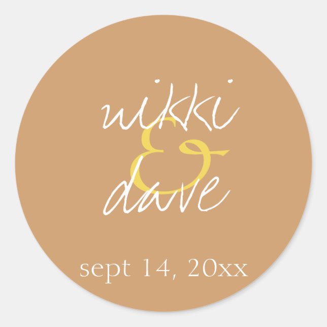 Simple chic handwritten wedding favor label seal (Front)
