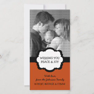 Simple Chic Holiday Photo Card, Orange Card