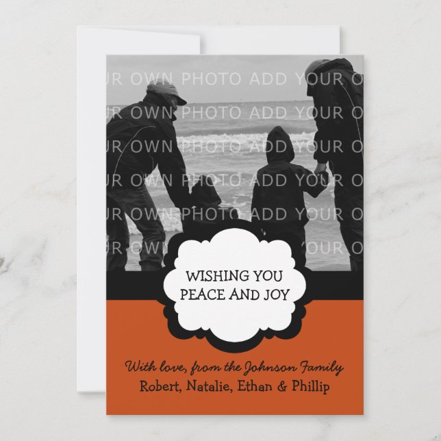 Simple Chic Holiday Photo Flat Card, Orange Card (Front)