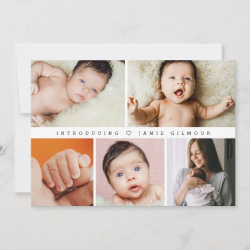 Simple Chic Introducing Baby photos Thank you Invitation