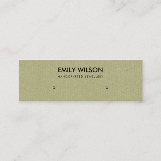 SIMPLE CHIC KRAFT RUSTIC STUD EARRING DISPLAY LOGO MINI BUSINESS CARD (Front)