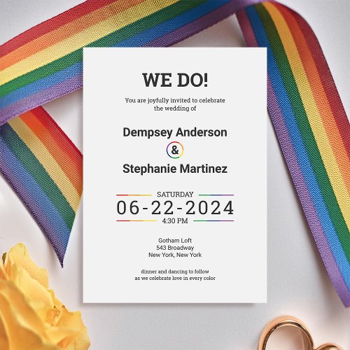 Simple  Chic LQBTQ Pride Wedding Invitation