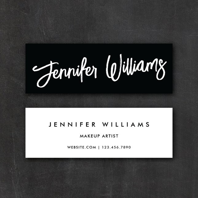 Simple Chic Minimalist + Calligraphy Script  Mini Business Card (Creator Uploaded)