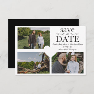 Simple Chic Minimalist Classic 3 Photos Engagement Save The Date