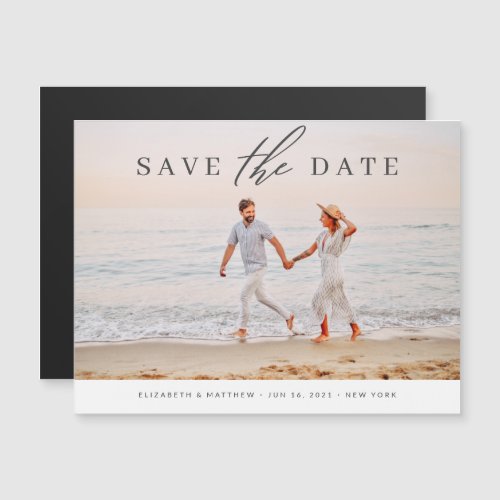 Simple Chic Minimalist Photo Wedding Save The Date Magnetic Invitation