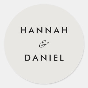 Simple Chic Minimalist Wedding Invitation & Favors Classic Round Sticker
