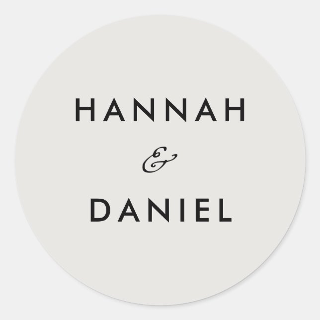 Simple Chic Minimalist Wedding Invitation & Favors Classic Round Sticker (Front)