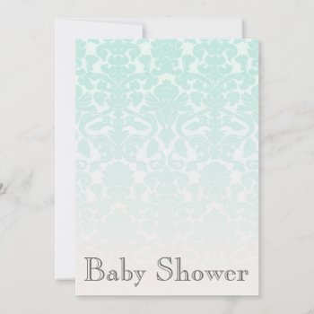 Simple Chic Mint Damask Baby Shower Invitation by Mintleafstudio at Zazzle