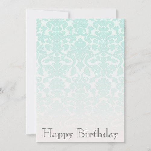 Simple Chic Mint Damask Birthday Party Invitation