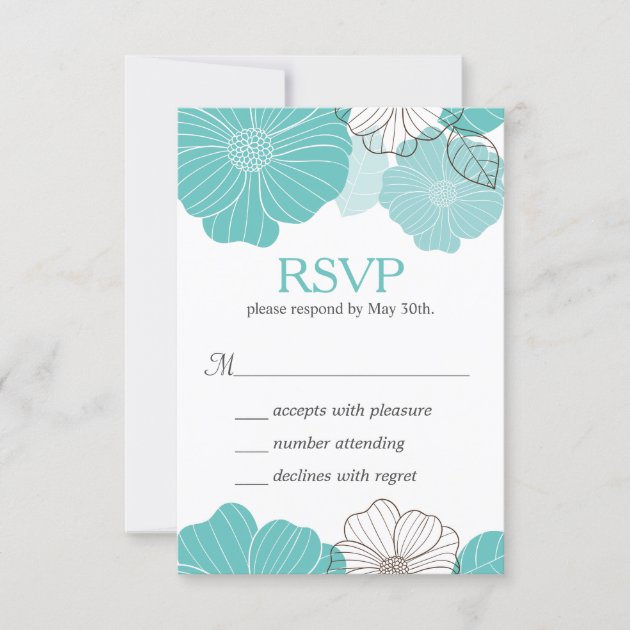 Simple Chic Mint Green Floral RSVP Respond Card