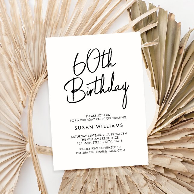 Simple Chic Modern 60th Birthday Invitation (Creator Uploaded)