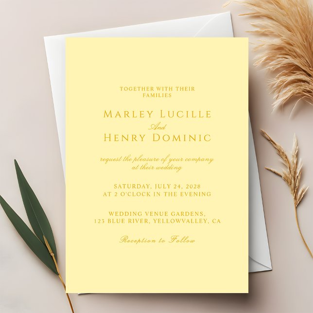 Simple Chic Modern Butter Yellow Wedding Invitation (Creator Uploaded)