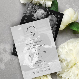 Simple Chic Modern Calligraphy 2 Photos Couple Save The Date
