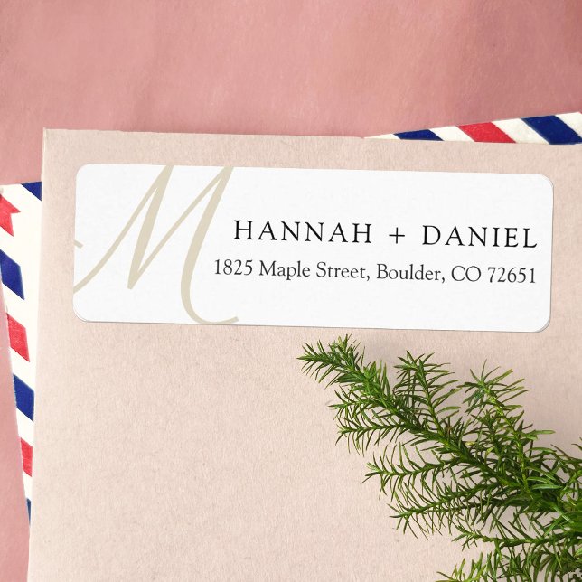 Simple Chic Modern Monogram Return Address Label (Creator Uploaded)