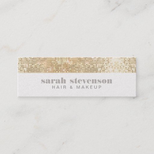 Customizable Simple, Chic &amp; Modern Sparkly Gold FAUX Sequins Business Card Templates