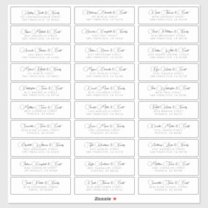Simple Chic Modern Wedding Guest Names Address Sticker