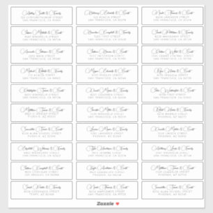 Simple Chic Modern Wedding Guest Names Address Sticker
