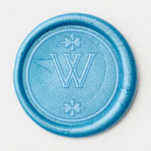 Simple Chic Monogram Elegant Blue Wedding Wax Seal Sticker