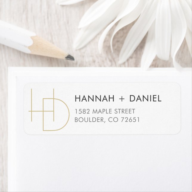 Simple Chic Monogram Wedding Return Address Label (Insitu)