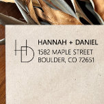 Simple Chic Monogram Wedding Return Address Self-inking Stamp<br><div class="desc">Choose your color! You can change the stamp color to another color in zazzle's selection if you'd like something other than the black we've chosen as the default setting. This simply chic monogram return address stamp template has a clean, minimalist flair and features an intertwining initials design. It's perfect for...</div>