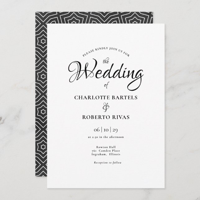 Simple Chic Moroccan Wedding Invitation (Front/Back)