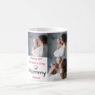 Simple & Chic Mother Days Gift Three Photo Collage Coffee Mug