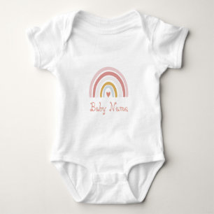 Simple Chic Name Pink Rainbow Baby Bodysuit