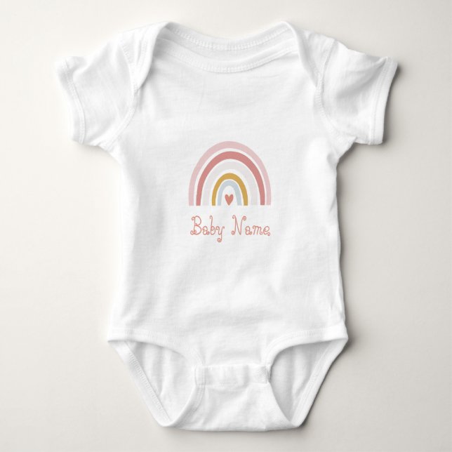 Simple Chic Name Pink Rainbow Baby Bodysuit (Front)