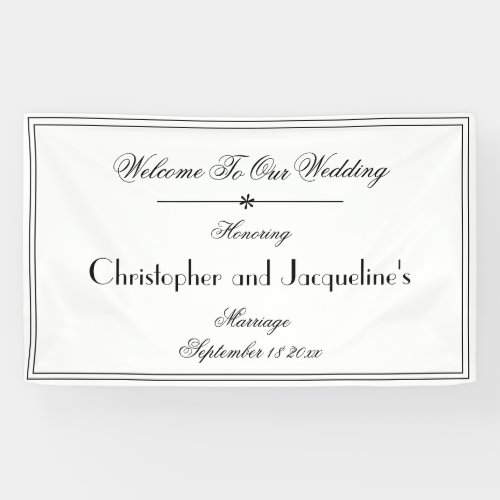 Simple Chic Names Script Wedding Welcome Backdrop Banner