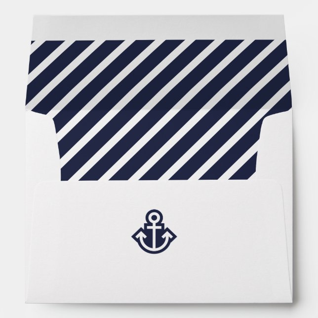 Simple Chic Navy Striped Anchor Envelopes (Back (Bottom))