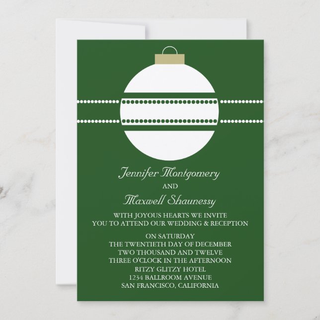 Simple Chic Ornament Holiday Wedding Invite (Front)