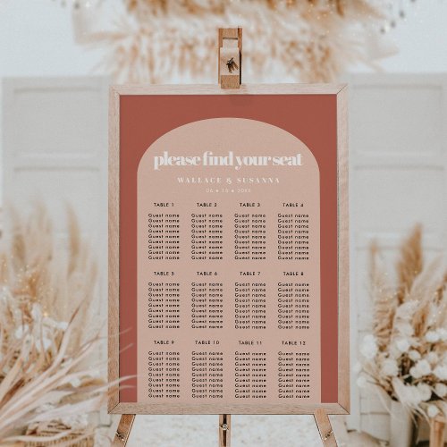 Simple chic peach terracotta arch seating chart